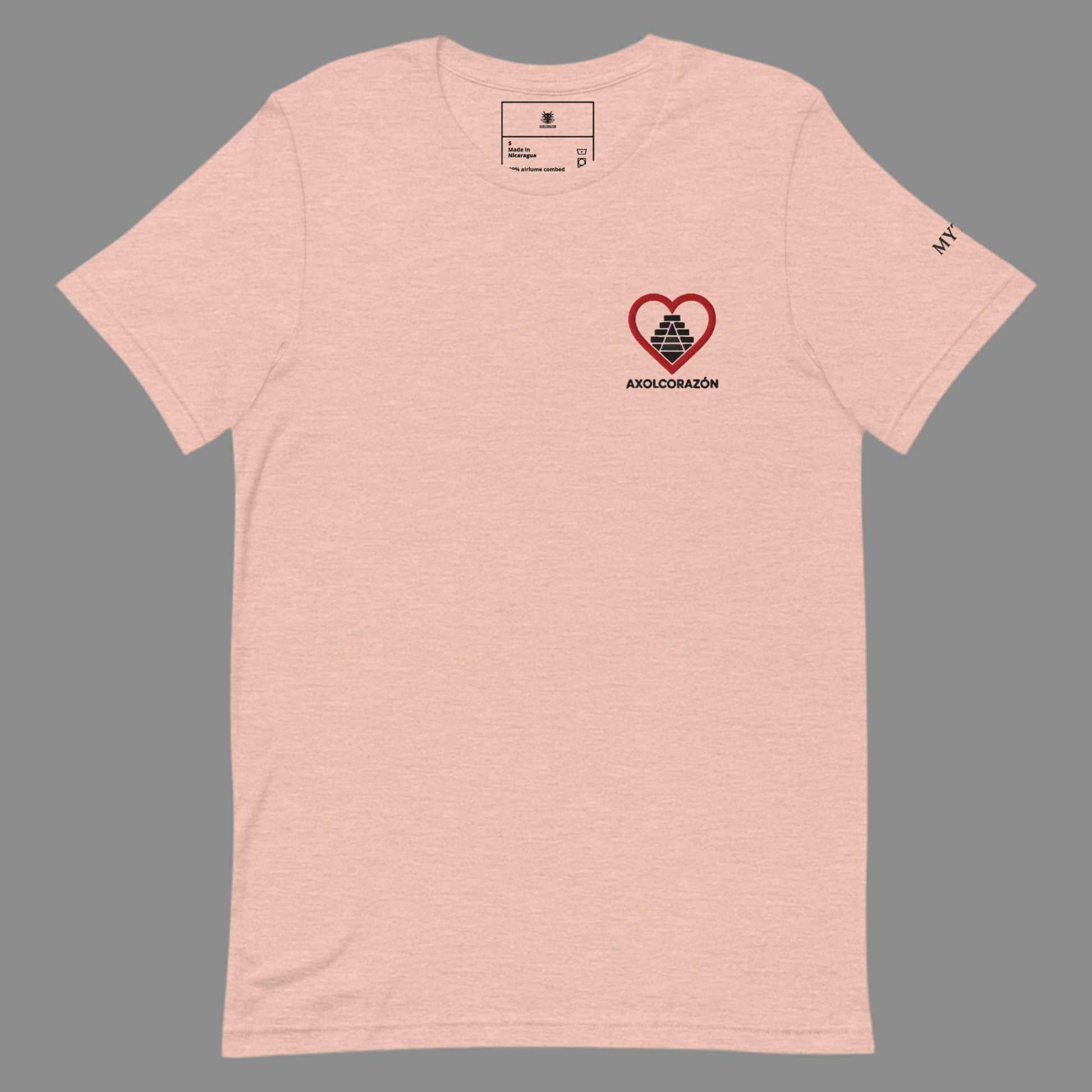 T-shirt “Rosa” Rose pêche unisexe Axolcorazon Brodé